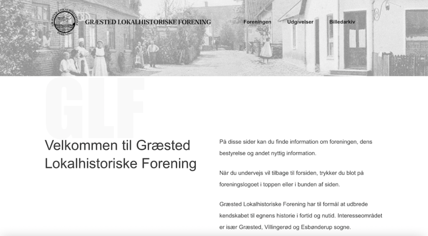 Hjemmeside til forening, Græsted Lokalhistoriske Forening