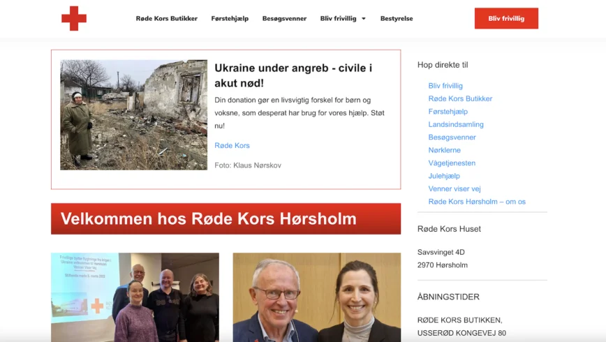 Hjemmeside til forening, Røde Kors Hørsholm